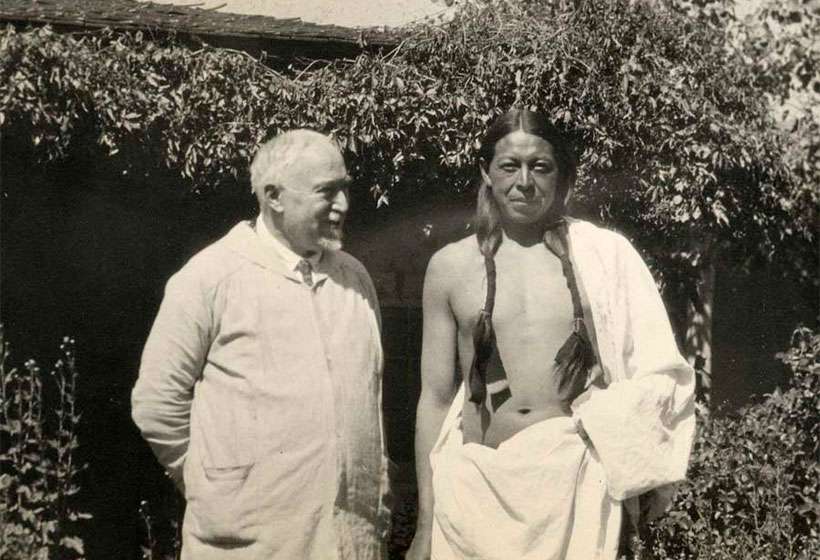 Couse with his favorite model, Ben Lujan, circa 1928.