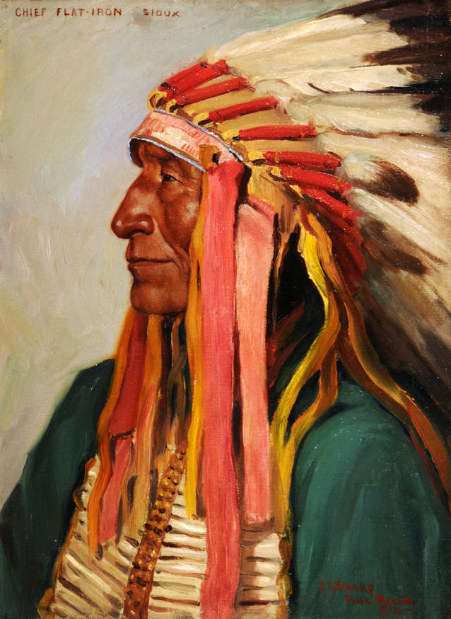 Chief Flat Iron–Sioux, circa 1900 Oil on canvas, 16 x 12 in. Panhandle-Plains Historical Museum, Canyon, Texas, Johnie Griffin Collection  1501/2