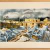 Dean A. Porter | Storm Brewing | watercolor | 15 x 22 | 100% donation by artist | Scene at Taos Pueblo | Starting Bid $900, Buy it Now Price $1800