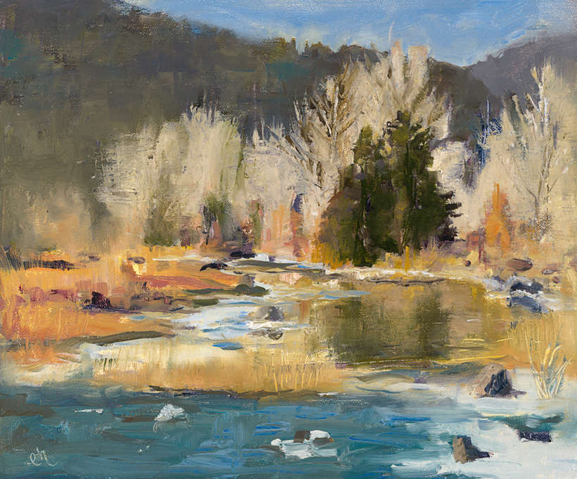 Ellen Beth Harper | Great Day on the Los Piños | oil on linen panel | 10 x 12 | 100% donation by artist | Starting Bid $1000, Buy it Now Price $1400