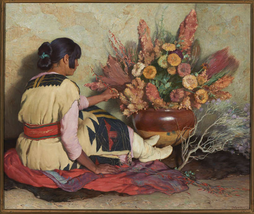 “Crucita - Taos Indian Girl in Old Hopi Wedding Dress and Dry Flowers (Winter Bouquet)”, from the collection of Gilcrease Museum, Tulsa, Oklahoma, 1037.2194.